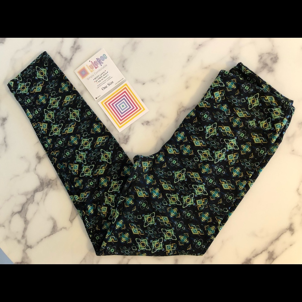 LuLaRoe Leggings - Green and Yellow Aztec Pattern
